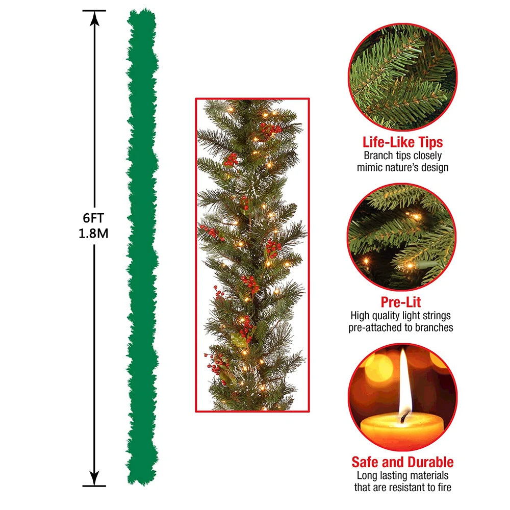 6FT/9FT Illuminated Red Fruit Christmas Garland - Image 19