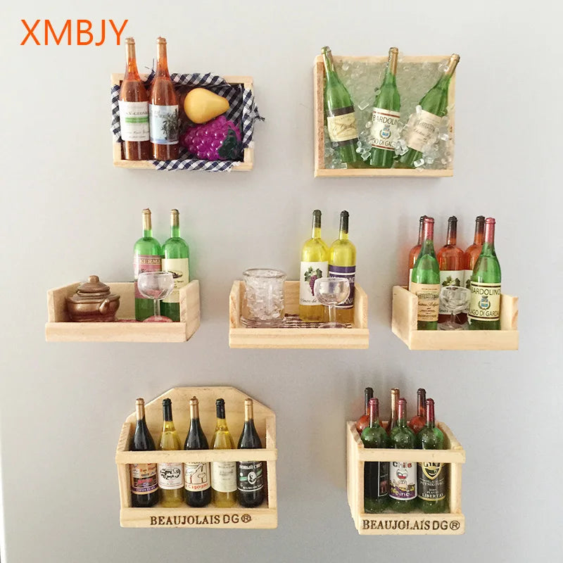 Charming Christmas 3D Wooden Wine Bottle Magnets