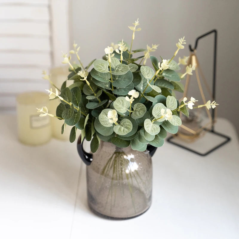10PCS Eucalyptus Silk Flowers for Festive Decor - Image 10