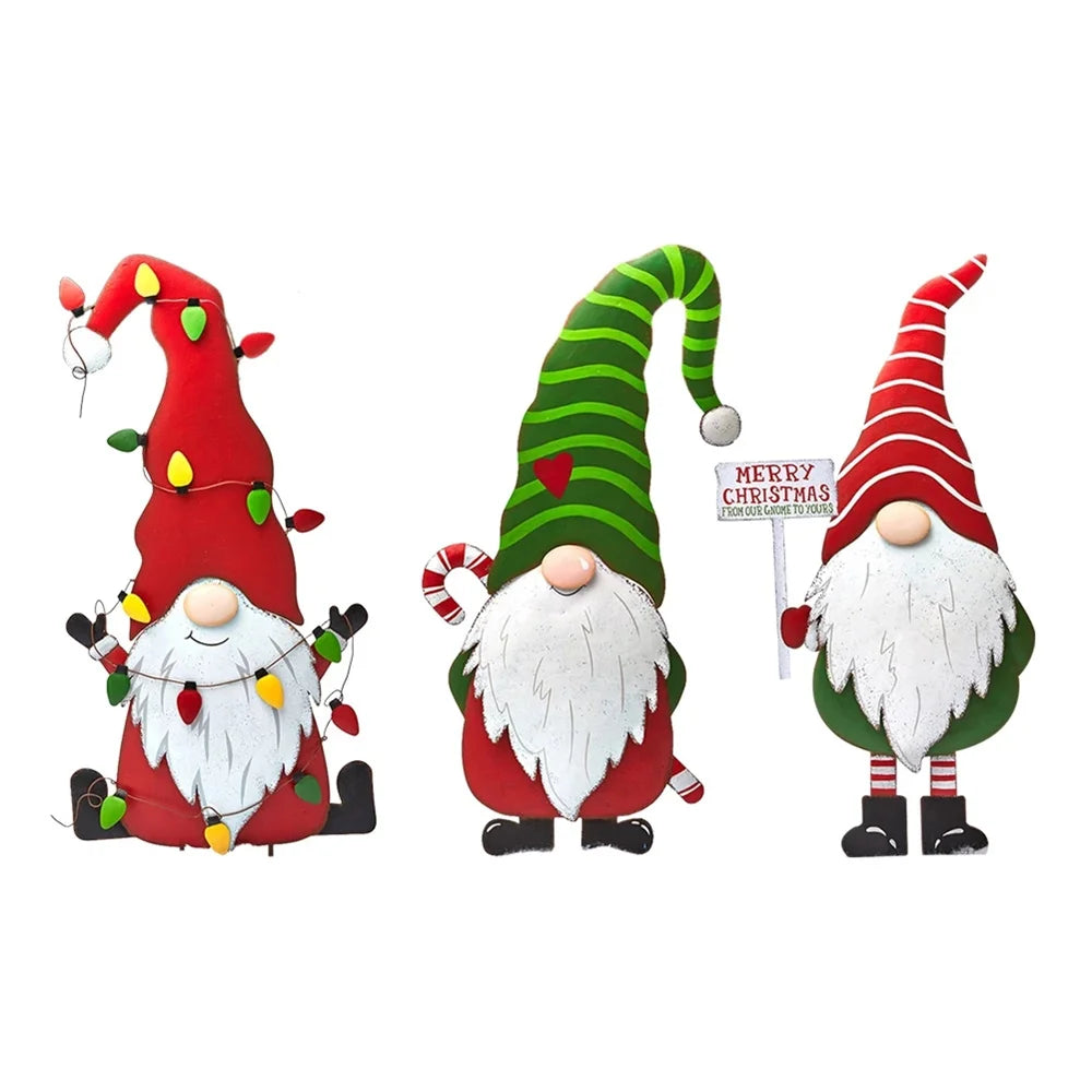 Large Outdoor Metal Gnome Christmas Yard Stake - Image 38