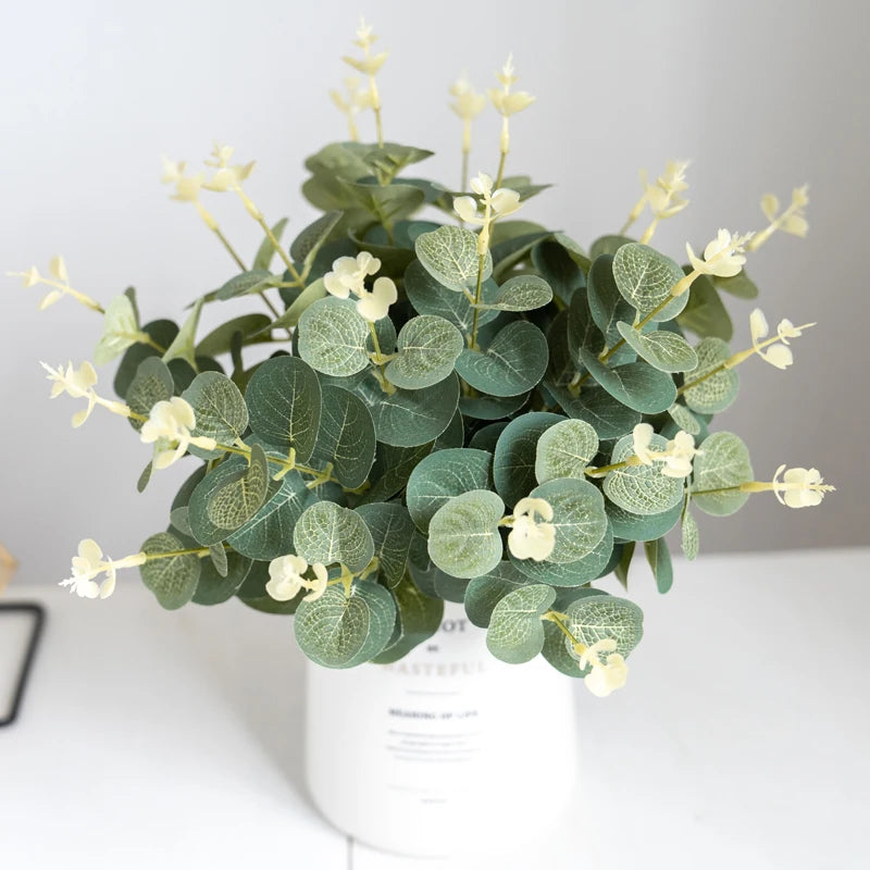 10PCS Eucalyptus Silk Flowers for Festive Decor - Image 9