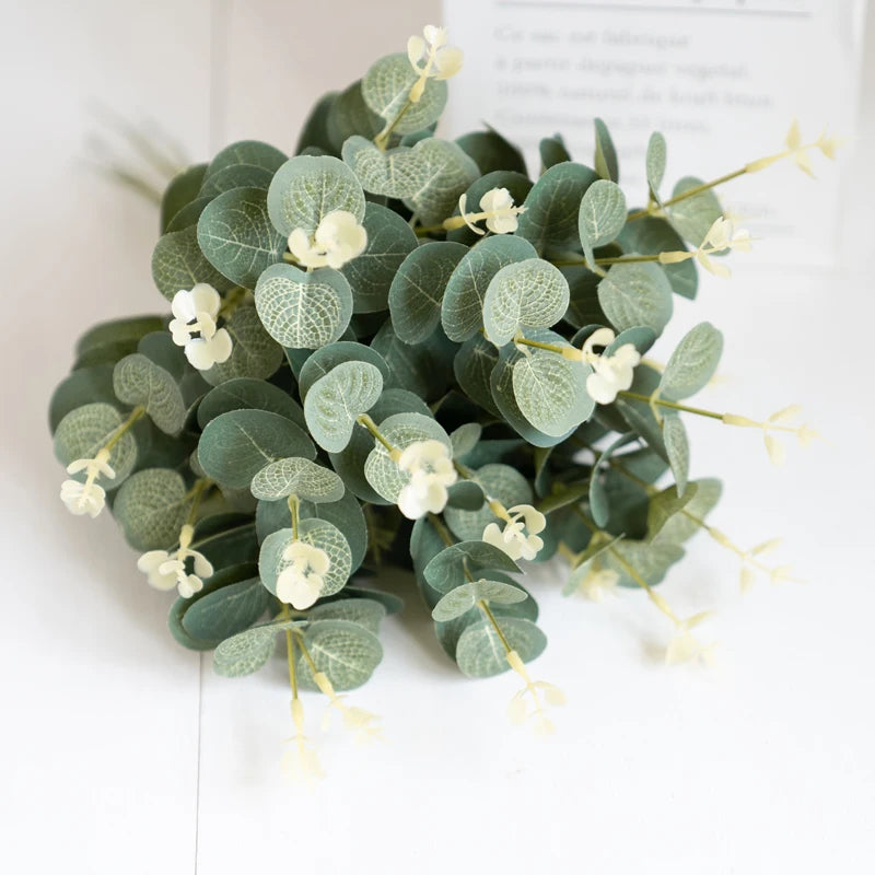 10PCS Eucalyptus Silk Flowers for Festive Decor - Image 6