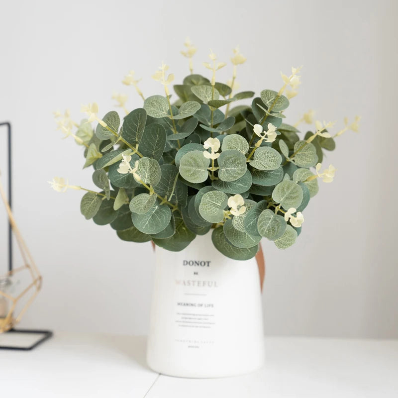 10PCS Eucalyptus Silk Flowers for Festive Decor - Image 8