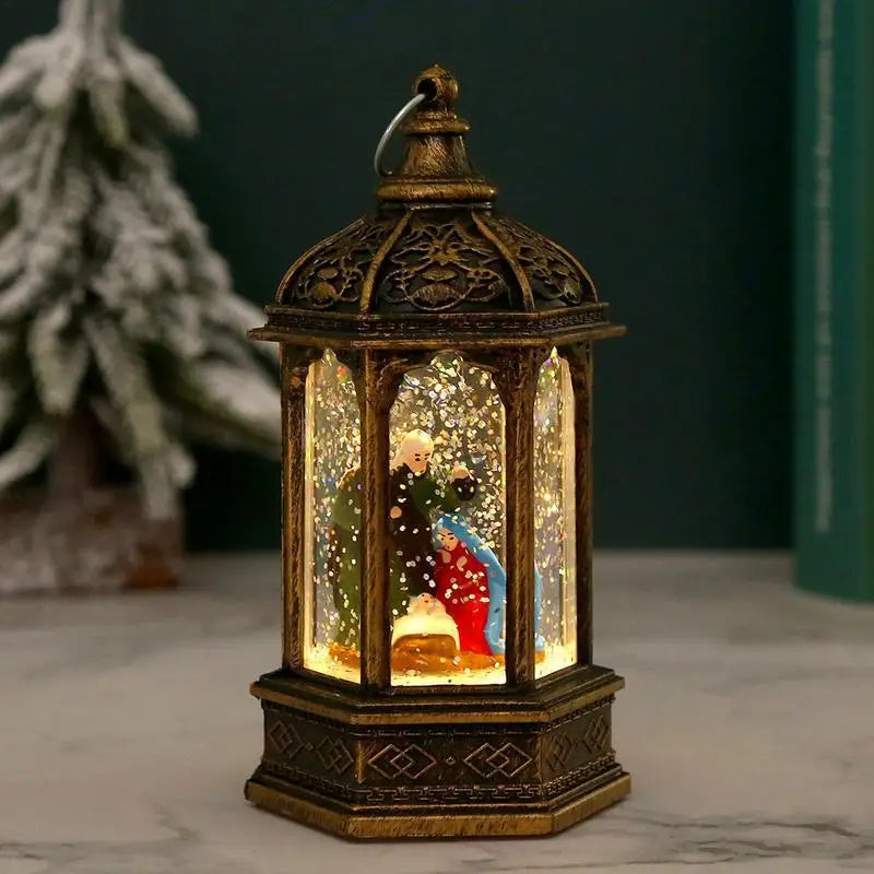 Glittering Christmas Lanterns: Retro Snowman Night Light - Image 3