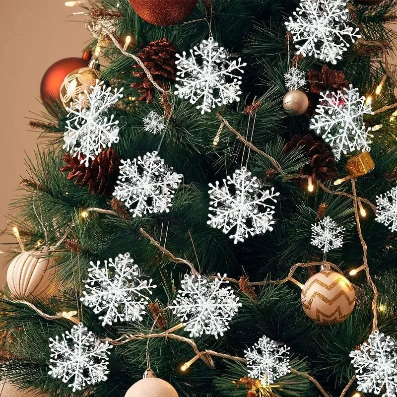 30Pcs White Glitter Snowflake Ornaments for Christmas - Image 5