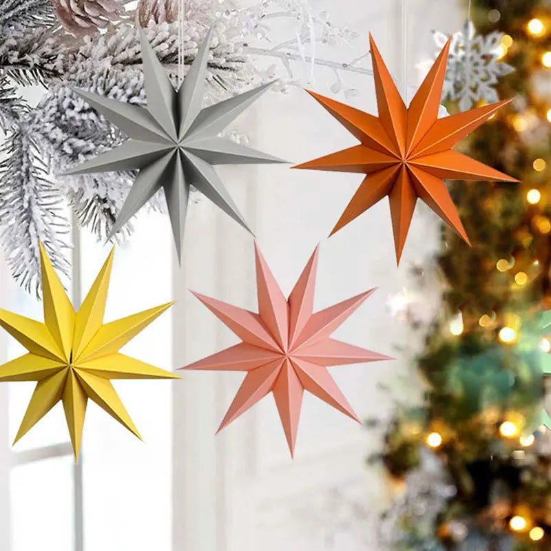 Festive Nine-Pointed Origami Star Hanging Decor