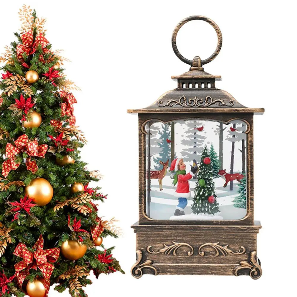 Enchanting Christmas Snow Lantern with Rotating Scene - Image 15
