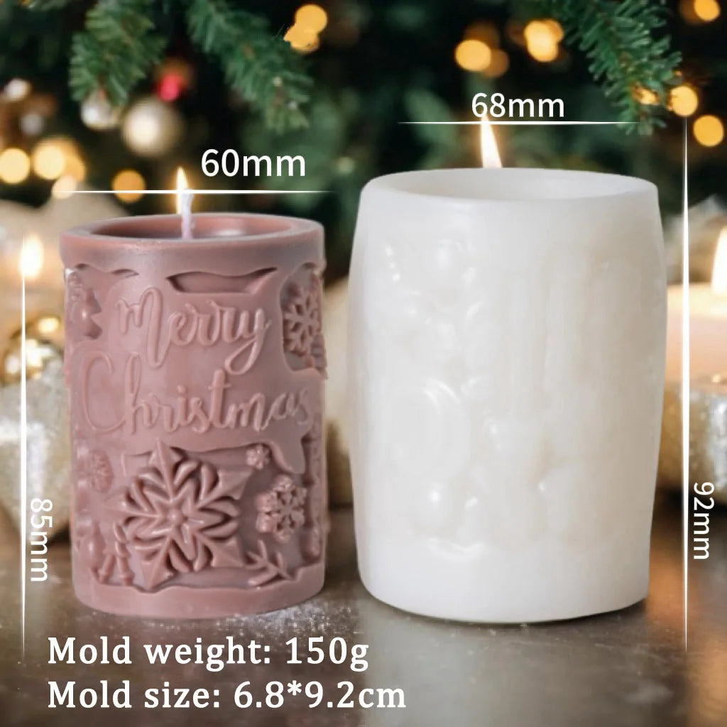 Festive Snowman & Snowflakes Candle Silicone Mold - Image 4