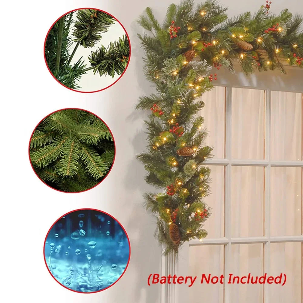 6FT/9FT Illuminated Red Fruit Christmas Garland - Image 3