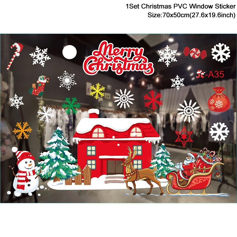 Festive Santa Snowman Elk Window Stickers - Image 17
