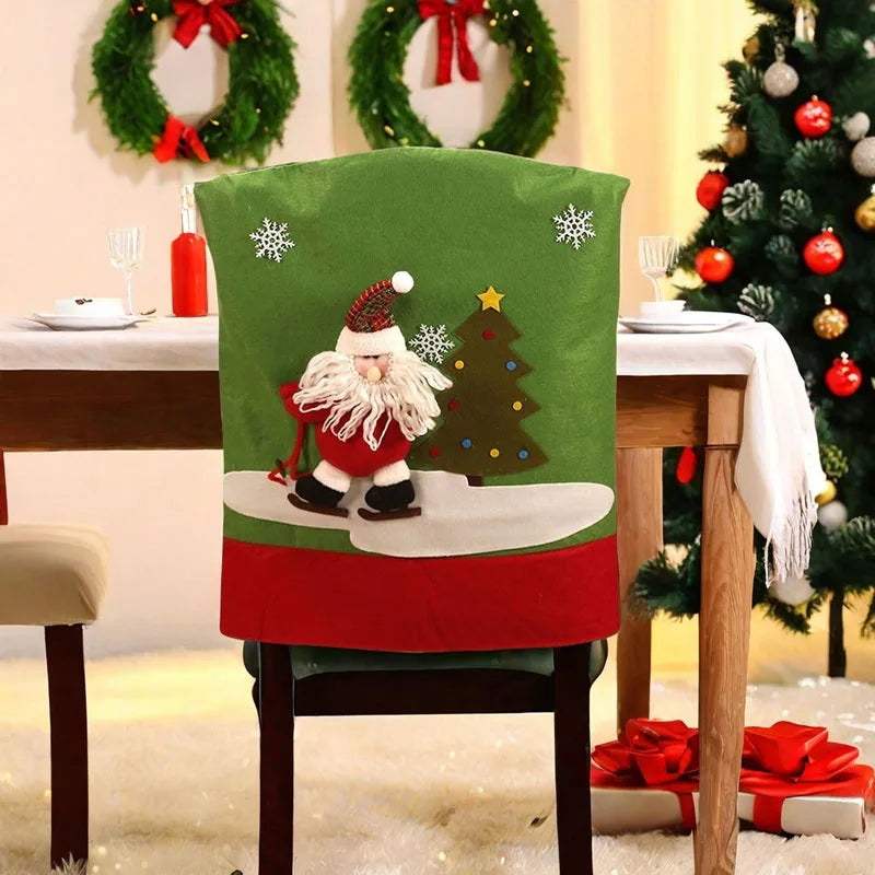 Cozy Christmas Chair Covers: Santa, Snowman & Reindeer