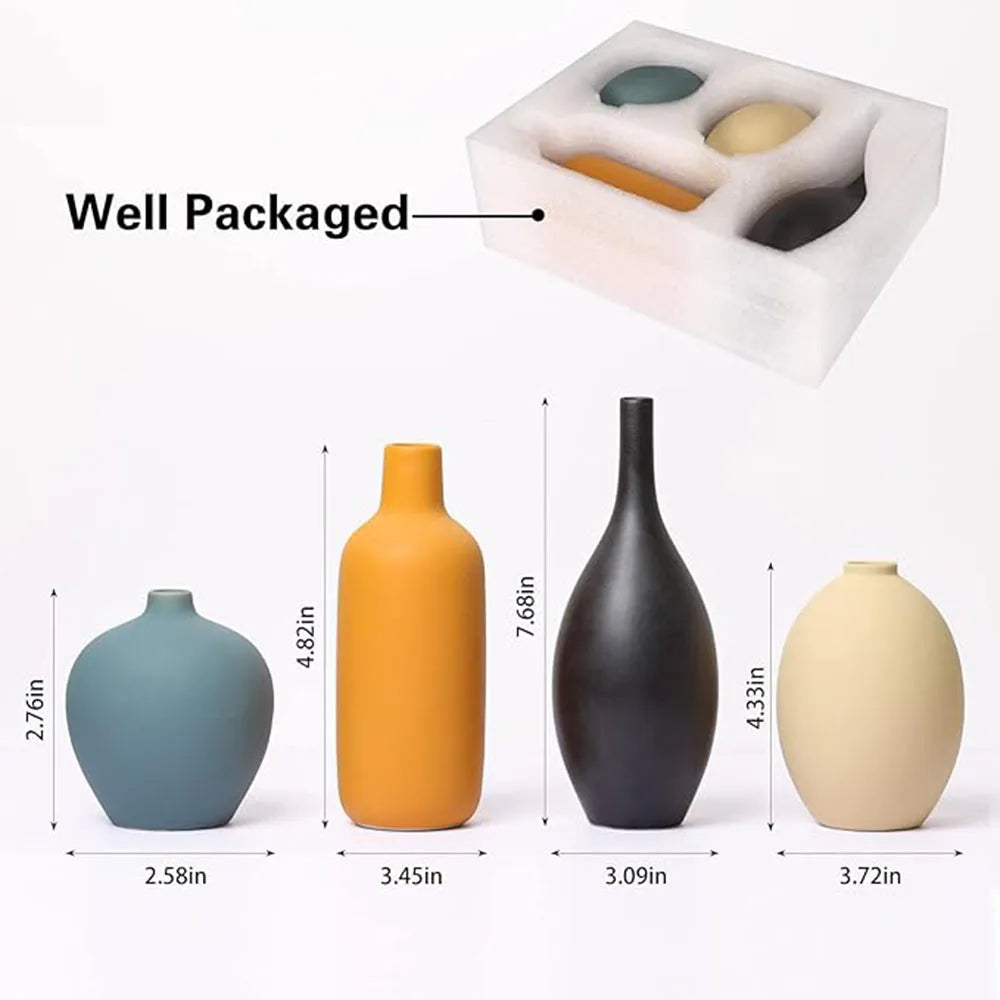 4-Piece Farmhouse Ceramic Vase Set for Christmas - Image 3