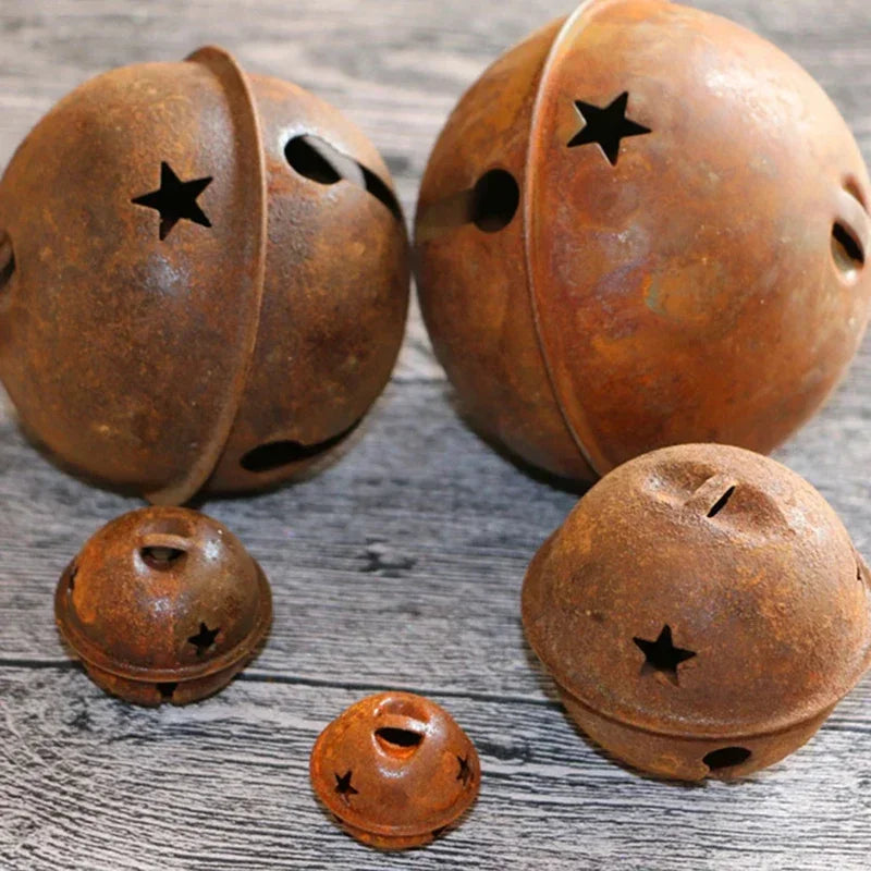 12 Rustic Metal Star Jingle Bells for Christmas Craft