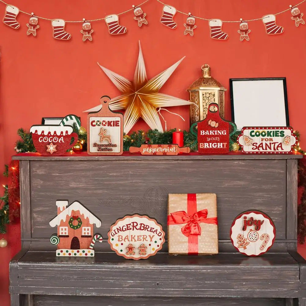 Rustic Wooden Merry Christmas Gingerbread Tray Decor - Image 12