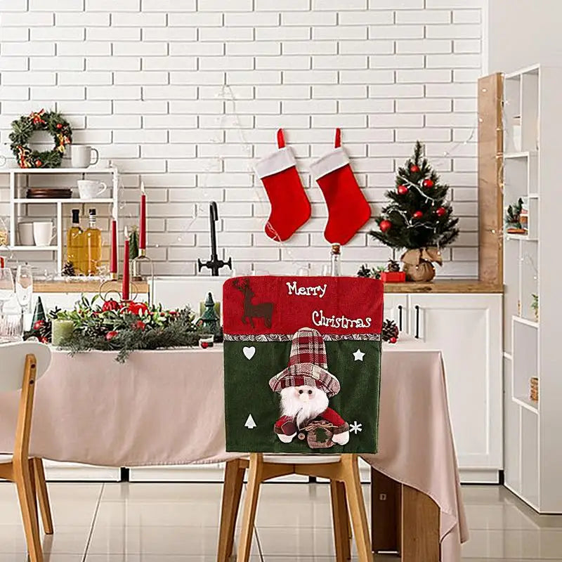 Festive 3D Doll Christmas Chair Slipcovers - Image 3