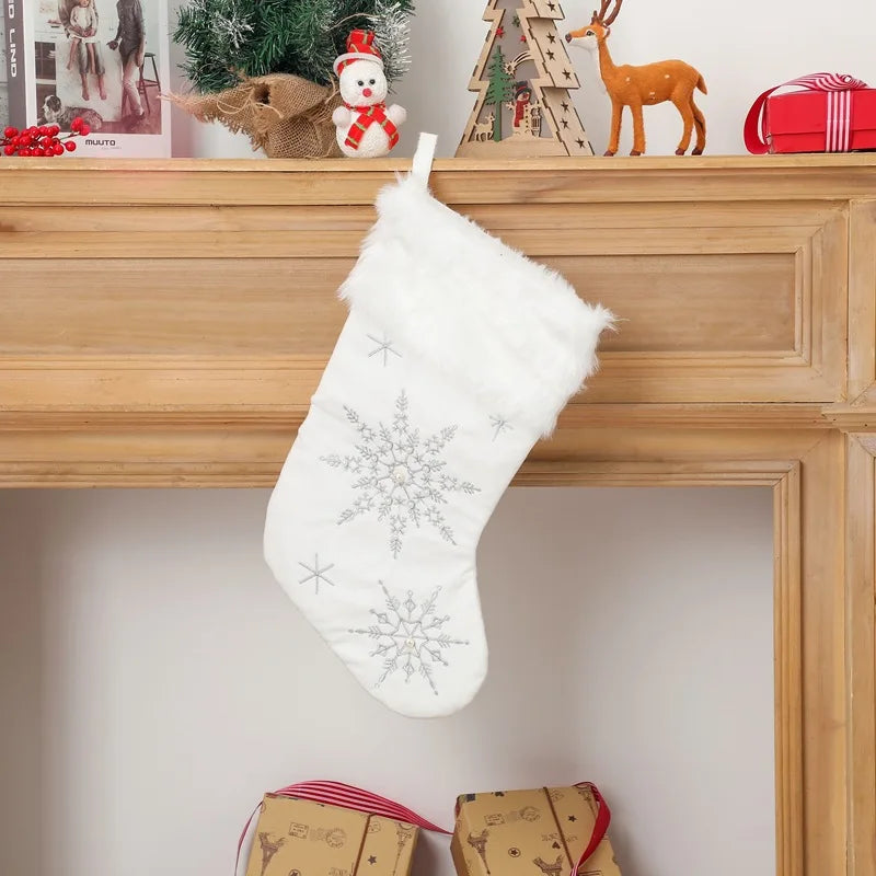 Charming Snowflake Plush Christmas Tree Socks - Image 2