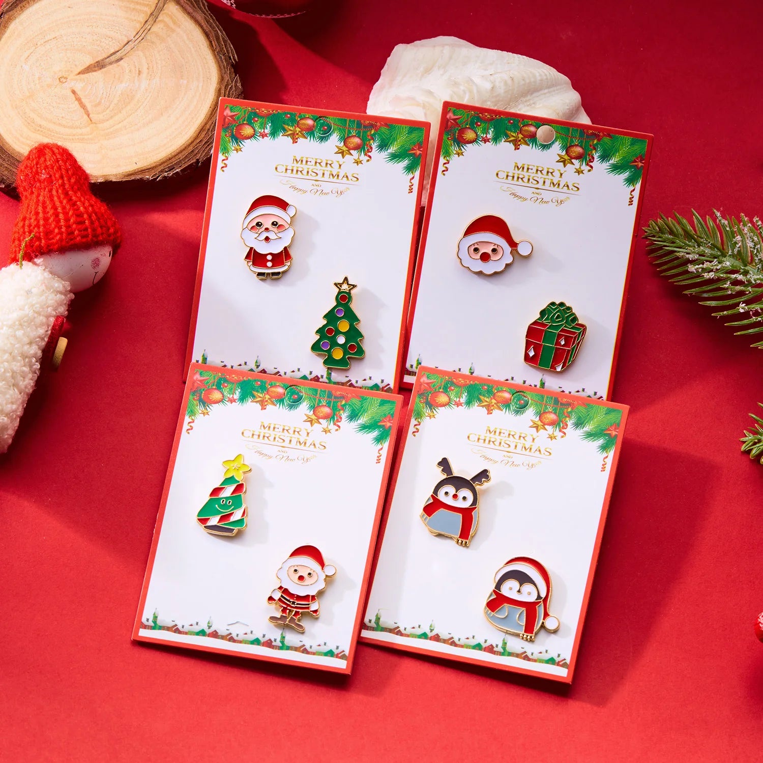 Charming Christmas Brooches Set: Santa & Tree - Image 6