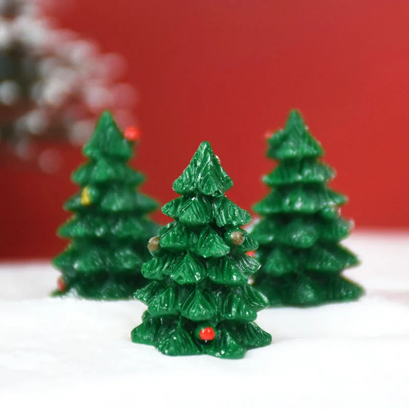 10pcs Mini Christmas Tree Figurines for DIY Decor