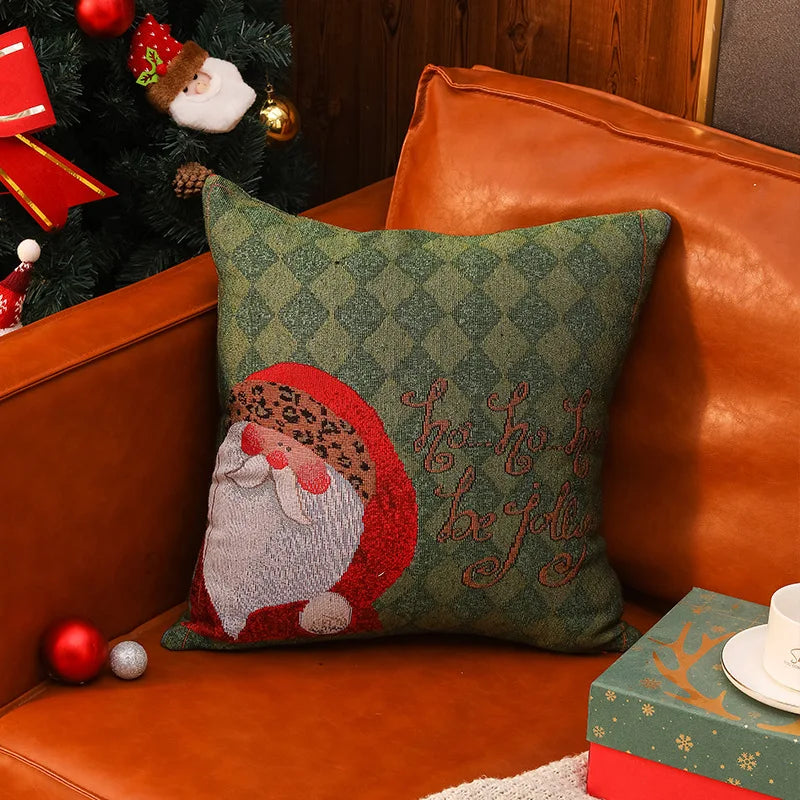 Festive Cartoon Elk Snowman Christmas Pillow Cover - Image 26