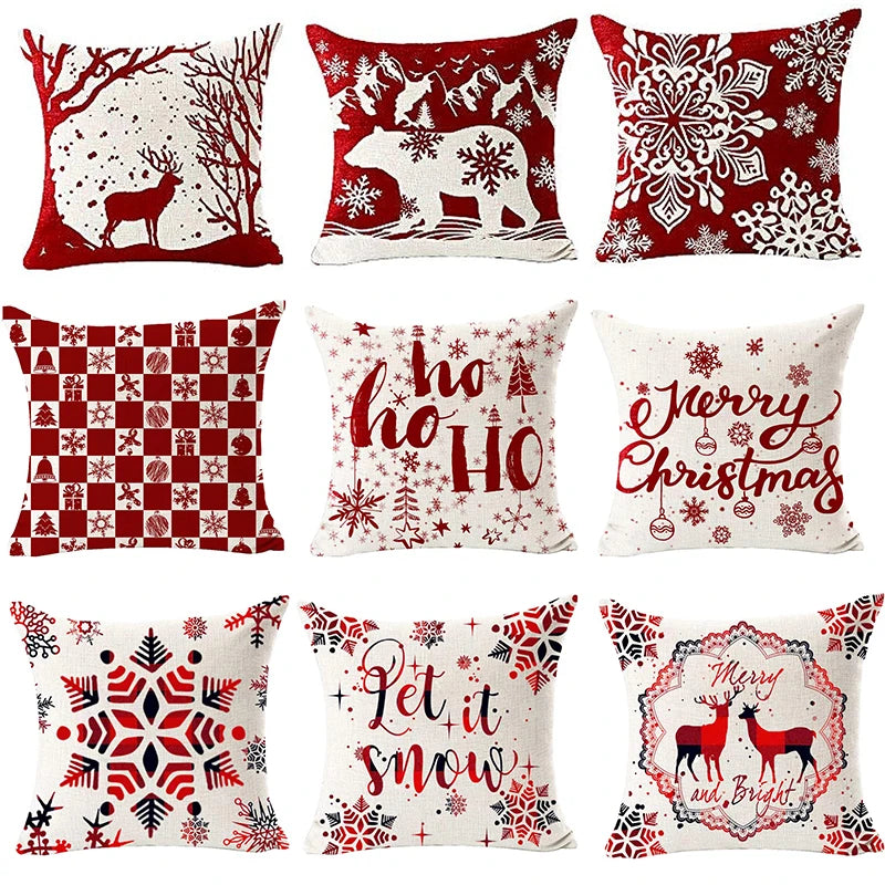 Cozy Christmas Red Bear Snowflake Pillow Cover - Image 19