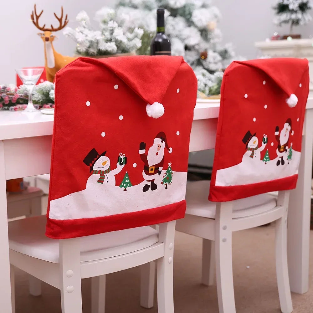 Festive Big Hat Snowman Christmas Chair Cover