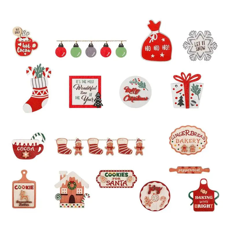 Rustic Wooden Merry Christmas Gingerbread Tray Decor