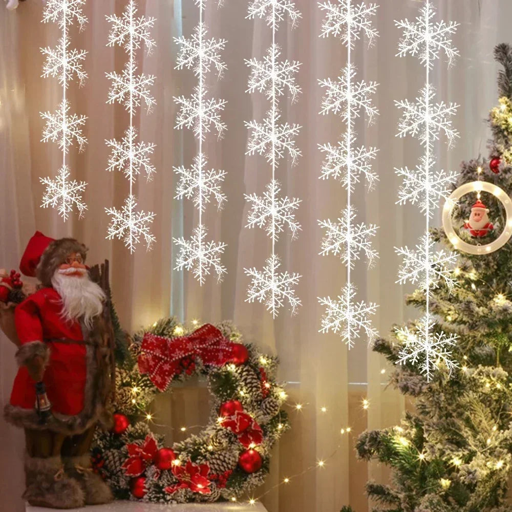 120/30PCS Glittering White Snowflake Xmas Ornaments - Image 8