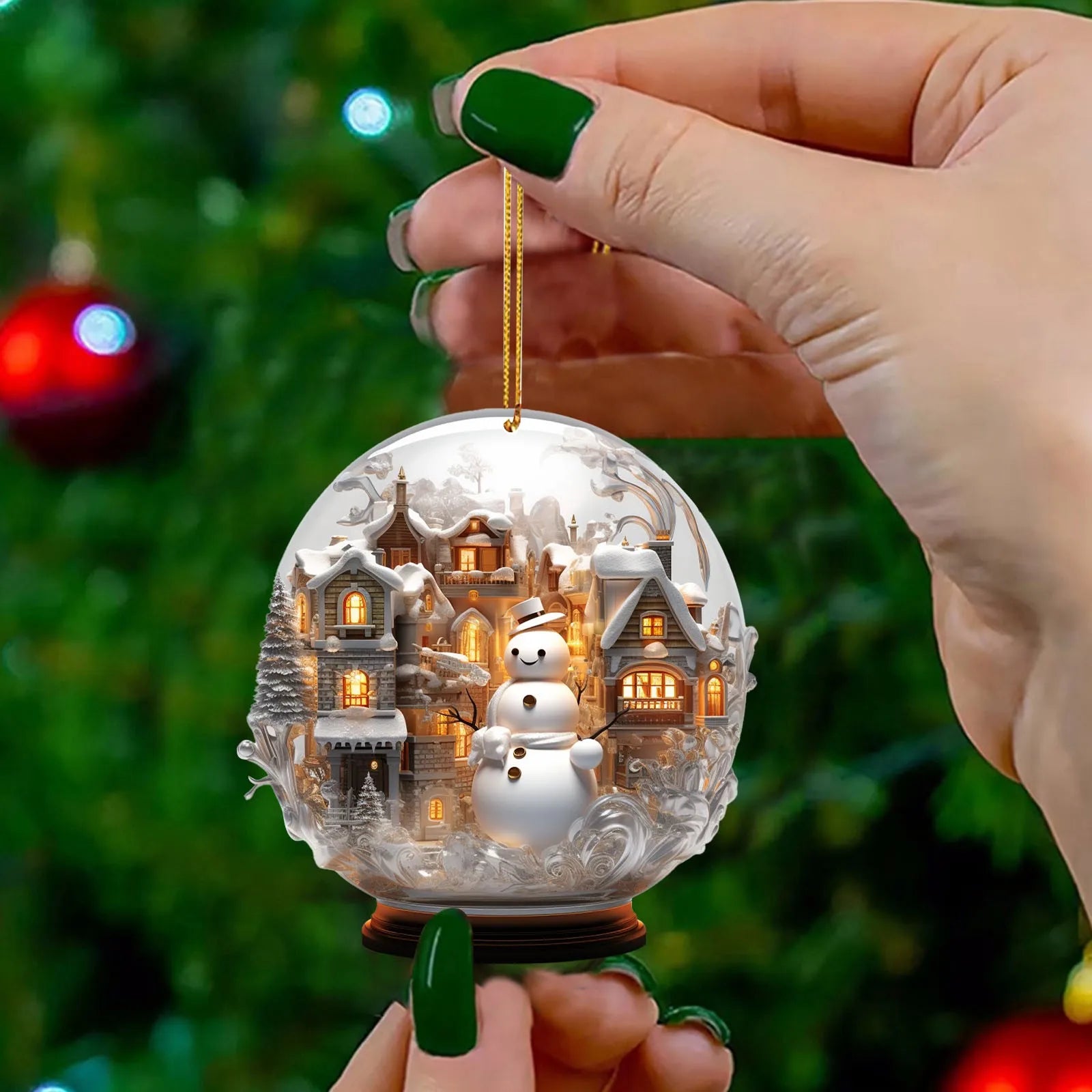 Unique Snowman Crystal Globe Christmas Ornament - Image 5