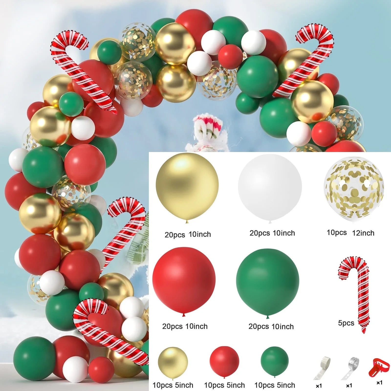 Festive Christmas Balloon Arch Kit - Santa & Gifts - Image 21