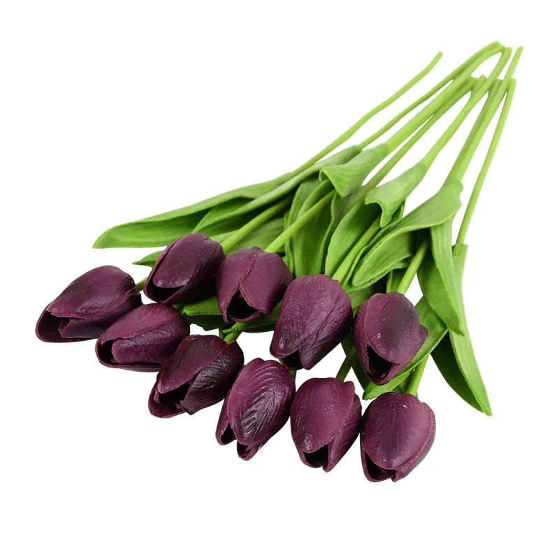 10PCS Real Touch Tulip Bouquet for Holiday Decor - Image 33