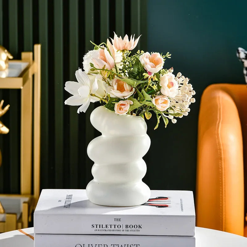 Nordic White Spiral Vase for Christmas Decor - Image 9