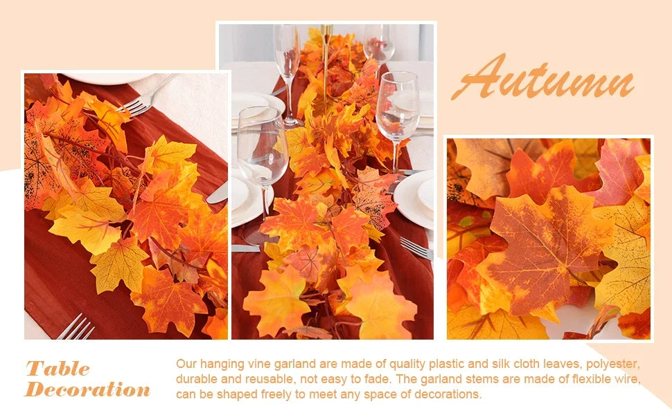 200cm Autumn Maple Leaf Garland for Festive Celebrations - Image 11