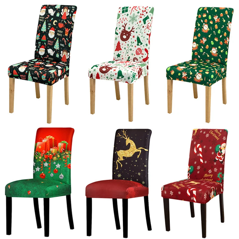 Stretchable Holiday Chair Covers - Festive Dining Décor