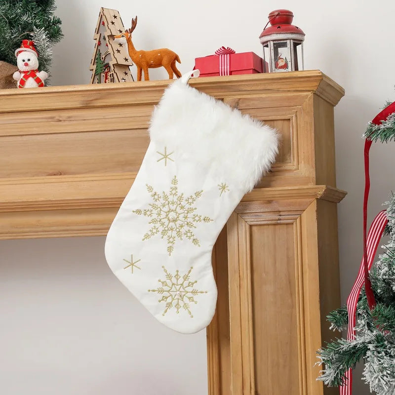 Charming Snowflake Plush Christmas Tree Socks - Image 7