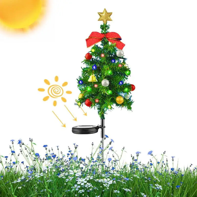 Waterproof Solar Christmas Tree Stake Lights