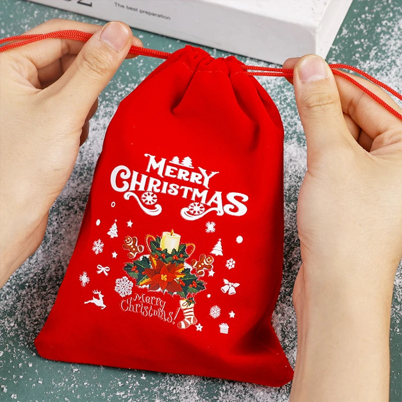 Festive Red Velvet Drawstring Gift Bags - Perfect for Christmas! - Image 14
