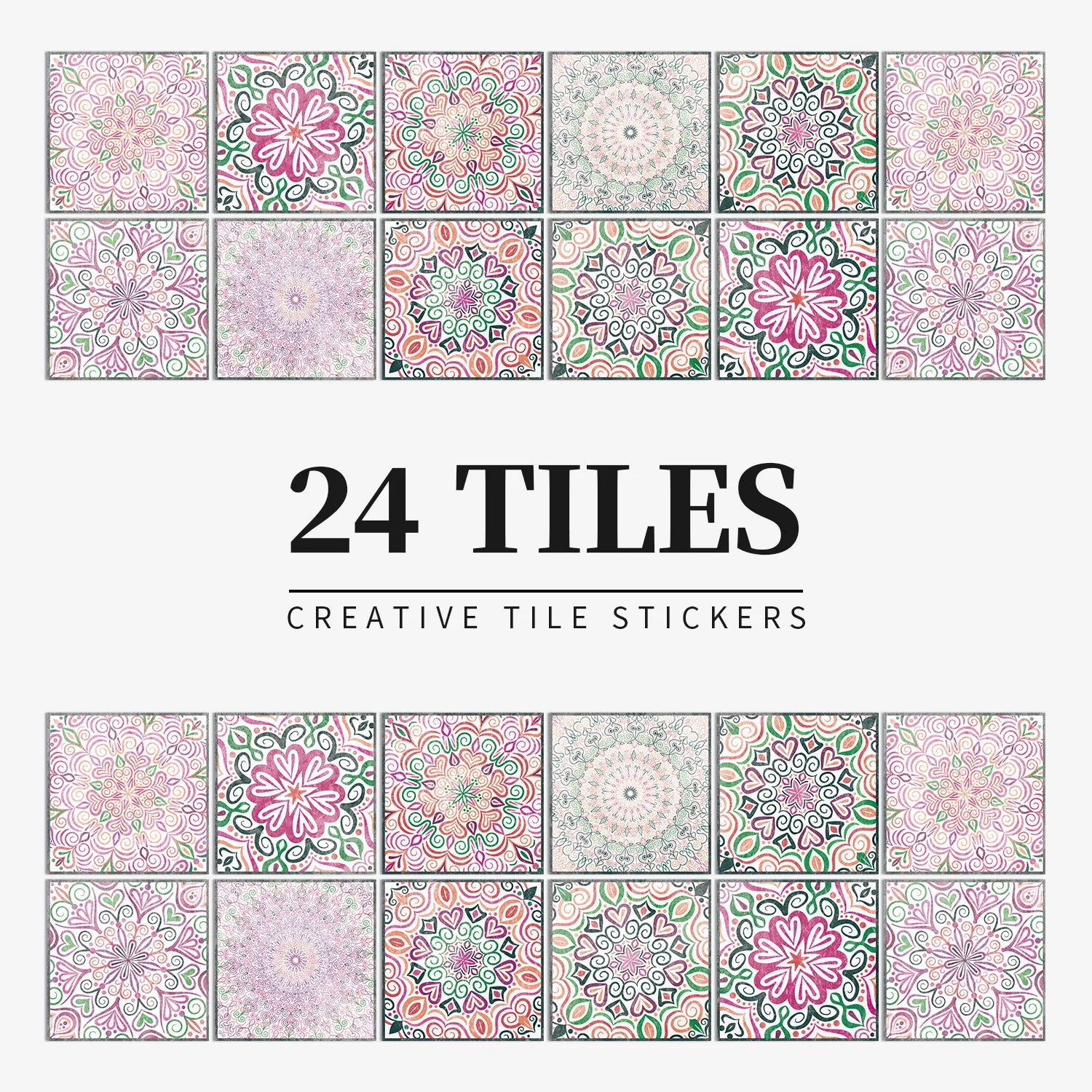 24 Retro Mandala Waterproof Wall Stickers for Christmas - Image 2