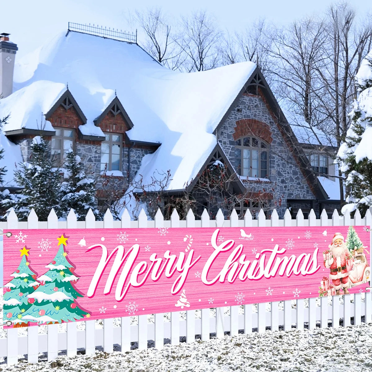 Charming Christmas Outdoor Banner for Holiday Cheer