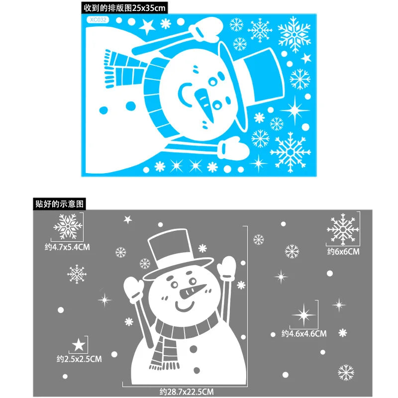 Festive Santa Snowman Elk Window Stickers - Image 46