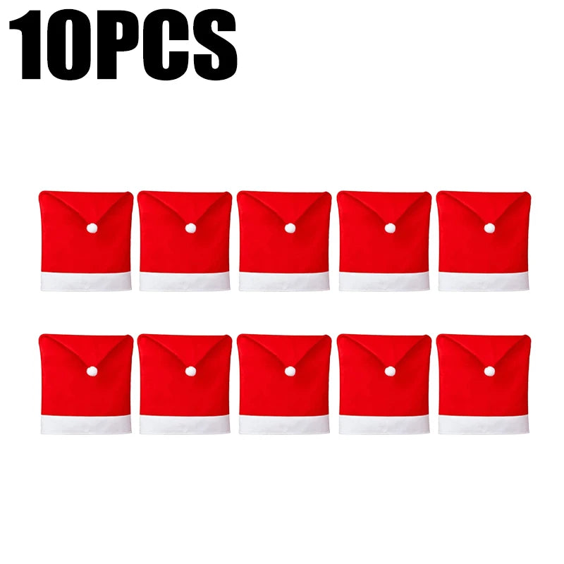 Festive Red Non-Woven Chair Covers for Christmas - Image 8