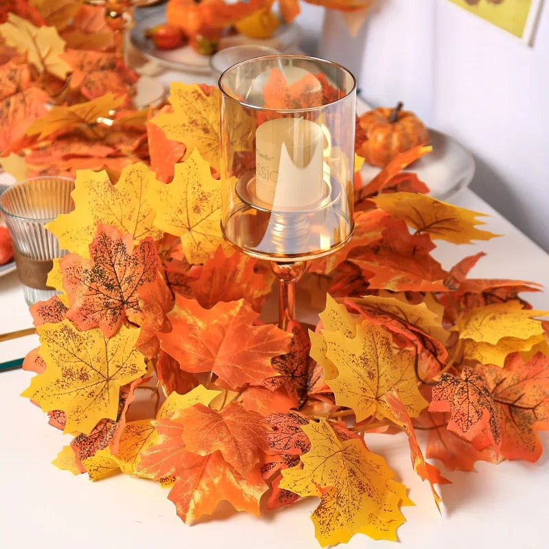 200cm Autumn Maple Leaf Garland for Festive Celebrations - Image 3