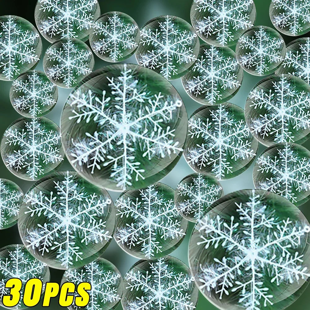 30Pcs White Glitter Snowflake Ornaments for Christmas