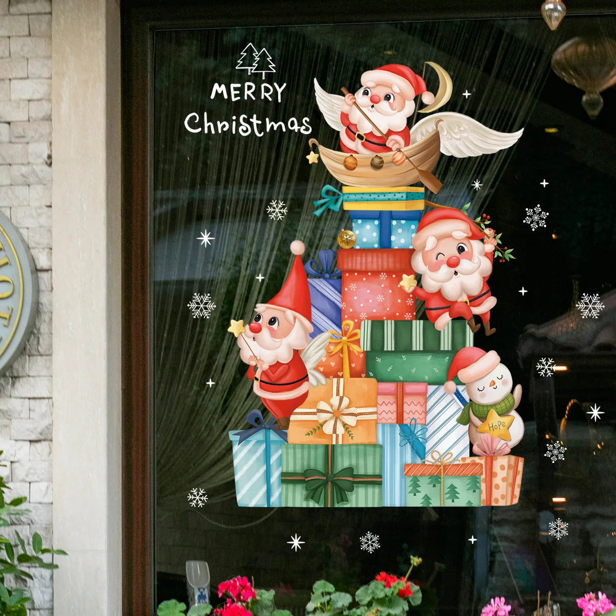 Charming Santa & Snowman Christmas Window Decals - Image 19