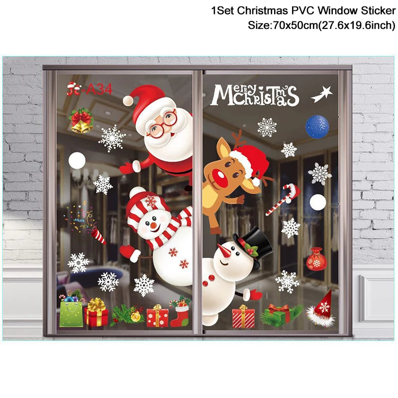 Festive Santa Snowman Elk Window Stickers - Image 32