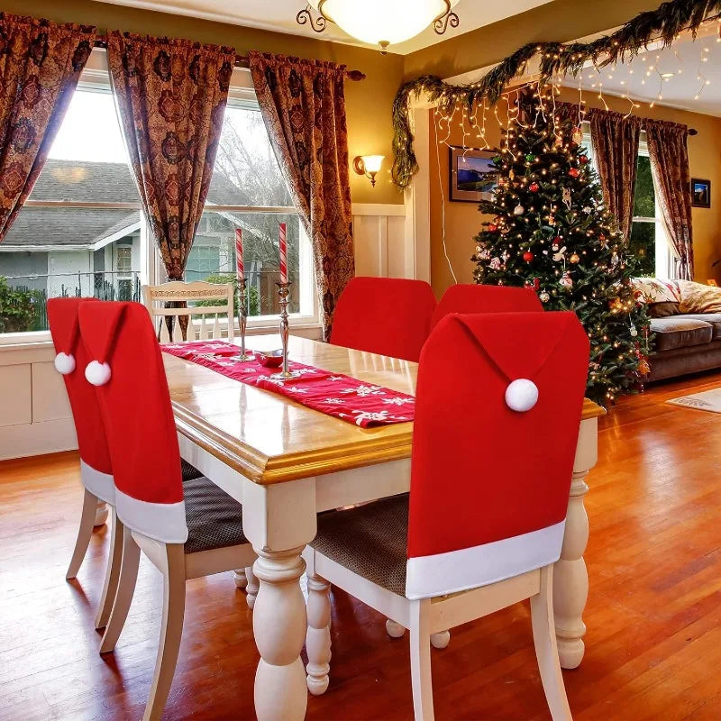 Festive Red Non-Woven Chair Covers for Christmas - Image 18