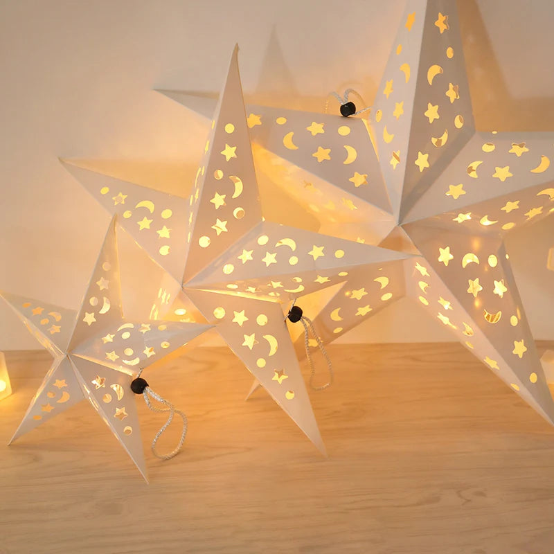 Gold & White Star Lanterns: Perfect for Christmas Décor - Image 3
