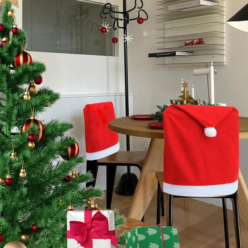 Festive Red Santa Hat Chair Covers for Christmas - Image 16