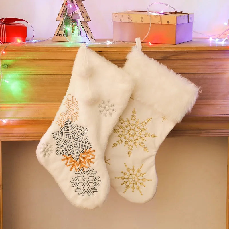 Charming Snowflake Plush Christmas Tree Socks - Image 3