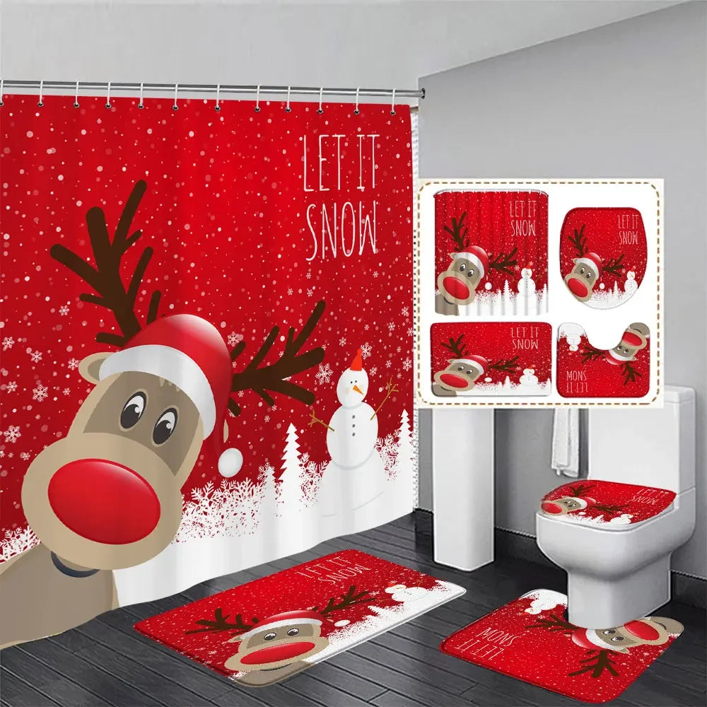 Festive Red Truck Christmas Bathroom Set - Image 36