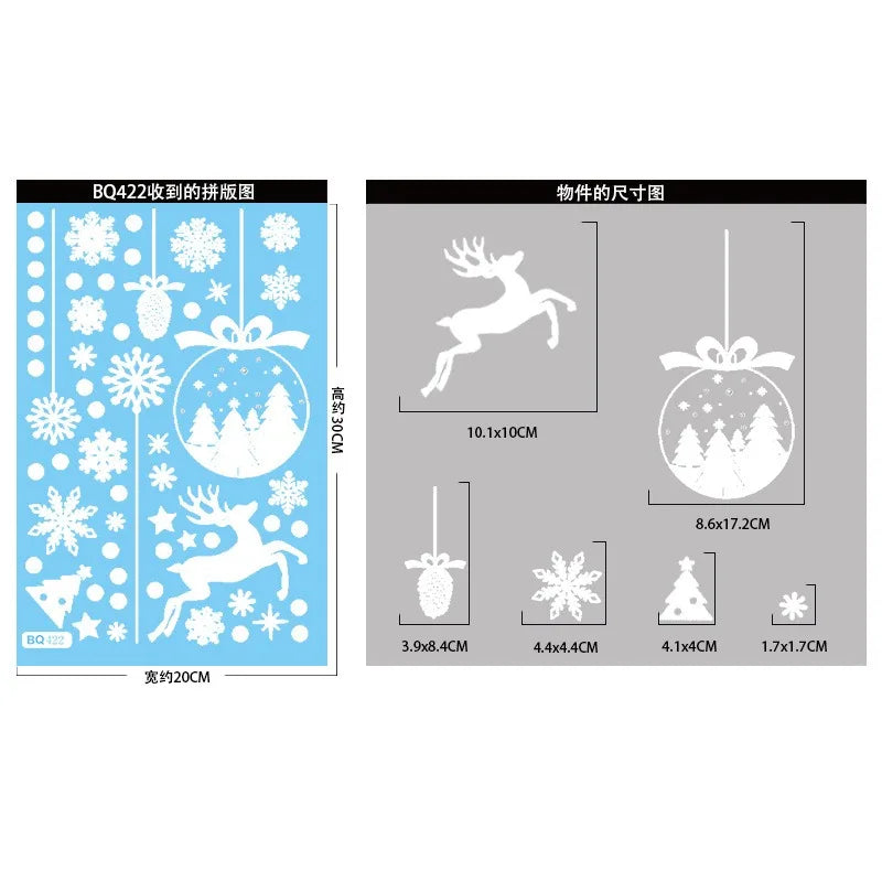 Christmas Elk Window Stickers with Snowflakes - Image 2